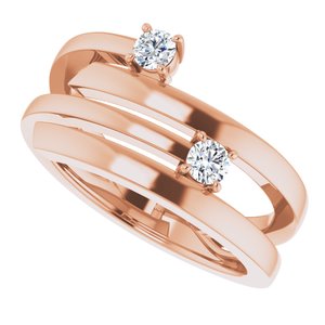 14K Rose Gold 2-Stone Family Engravable Ring Mounting