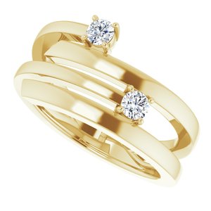 10K Yellow Gold 2-Stone Family Engravable Ring Mounting