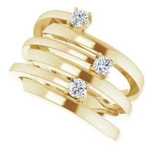 10K Yellow Gold 3-Stone Family Engravable Ring Mounting