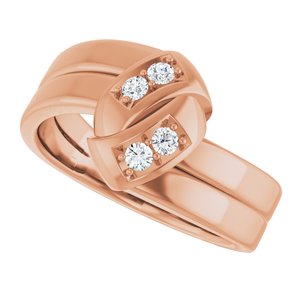 18K Rose Gold 4-Stone Family Engravable Ring Mounting