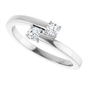 14K White Gold 2-Stone Family Ring Mounting