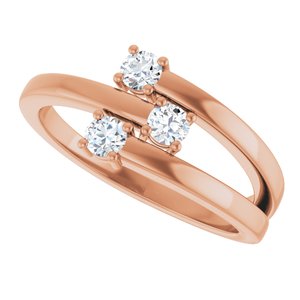 18K Rose Gold 3-Stone Family Ring Mounting