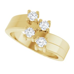 10K Yellow Gold 4-Stone Family Ring Mounting