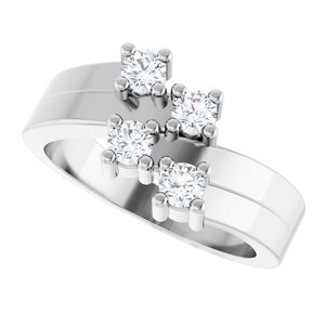 Continuum Sterling Silver 4-Stone Family Engravable Ring Mounting