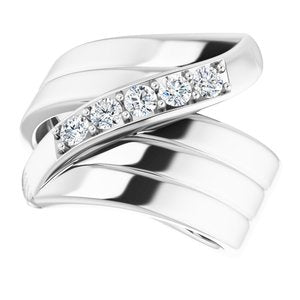 14K White Gold 5-Stone Family Ring Mounting