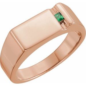 14K Rose Gold 1-Stone Engravable Family Signet Ring Mounting