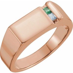 10K Rose Gold 2-Stone Engravable Family Signet Ring Mounting