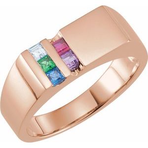 10K Rose Gold 5-Stone Engravable Family Signet Ring Mounting