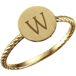 14K Yellow Gold Be Posh�� Engravable Rope Signet Ring