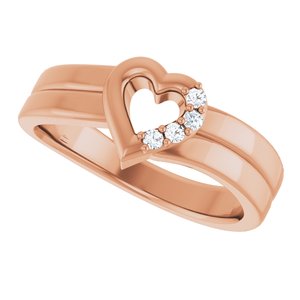 18K Rose Gold 4-Stone Family Engravable Heart Ring Mounting