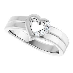 Continuum Sterling Silver 4-Stone Family Engravable Heart Ring Mounting