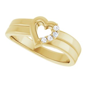18K Yellow Gold 4-Stone Family Engravable Heart Ring Mounting