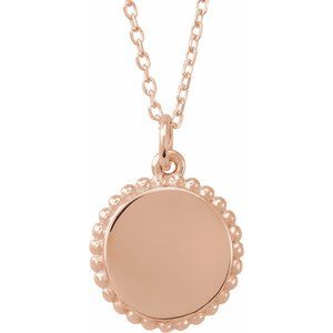 Engravable Beaded Disc 16-18" Necklace