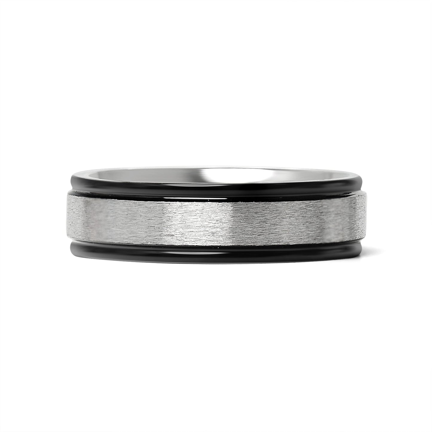 Stainless Steel Black Trim Brushed Center Blank Ring / CFR2929