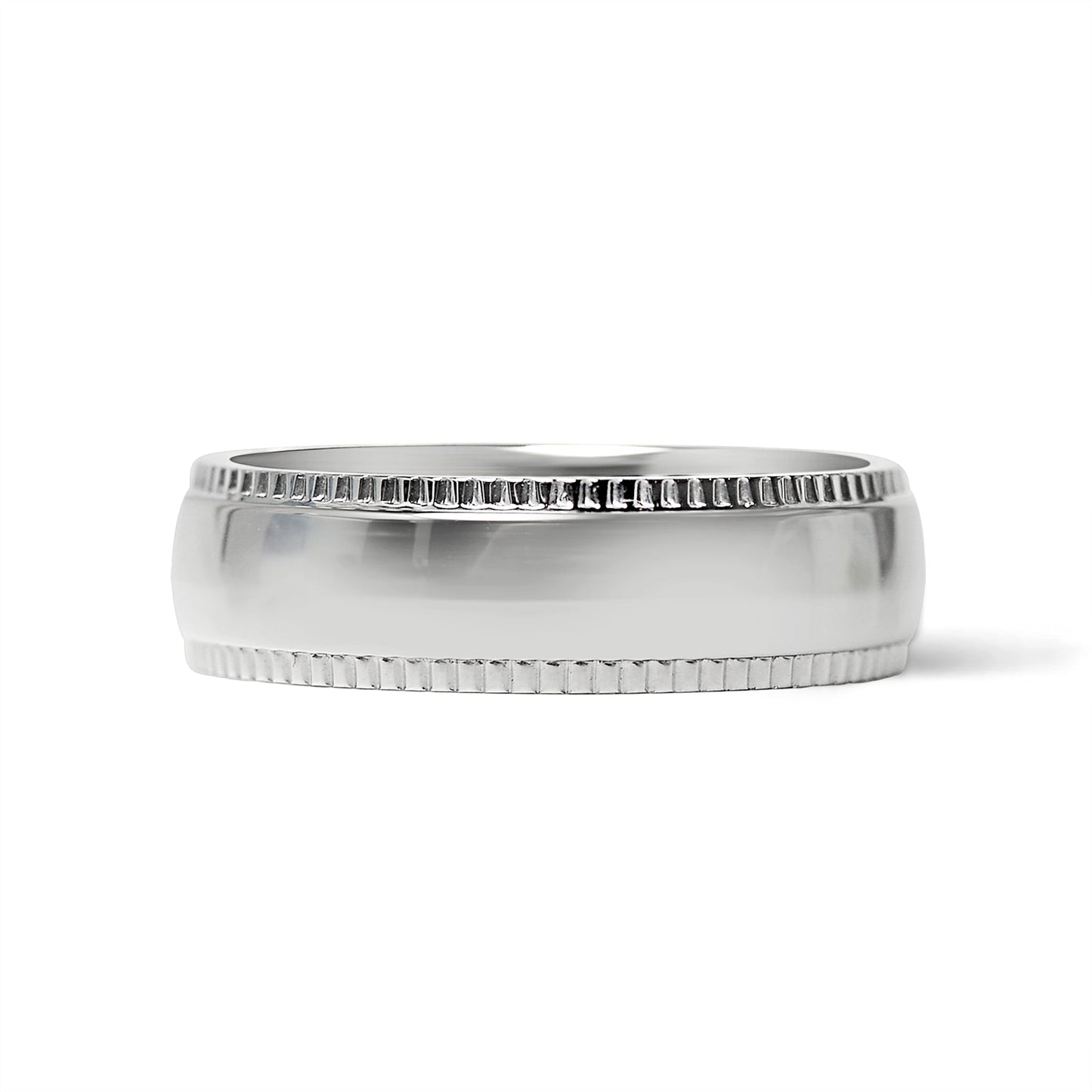 Stainless Steel Polished Center Detailed Edge Blank Ring / CFR7010