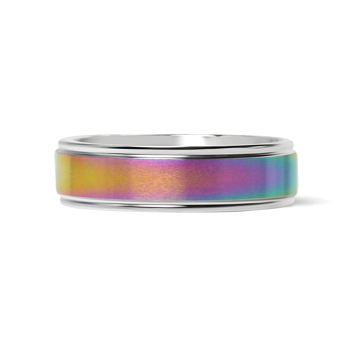 Stainless Steel Rainbow Center Polished Edge Ring / CFR7015