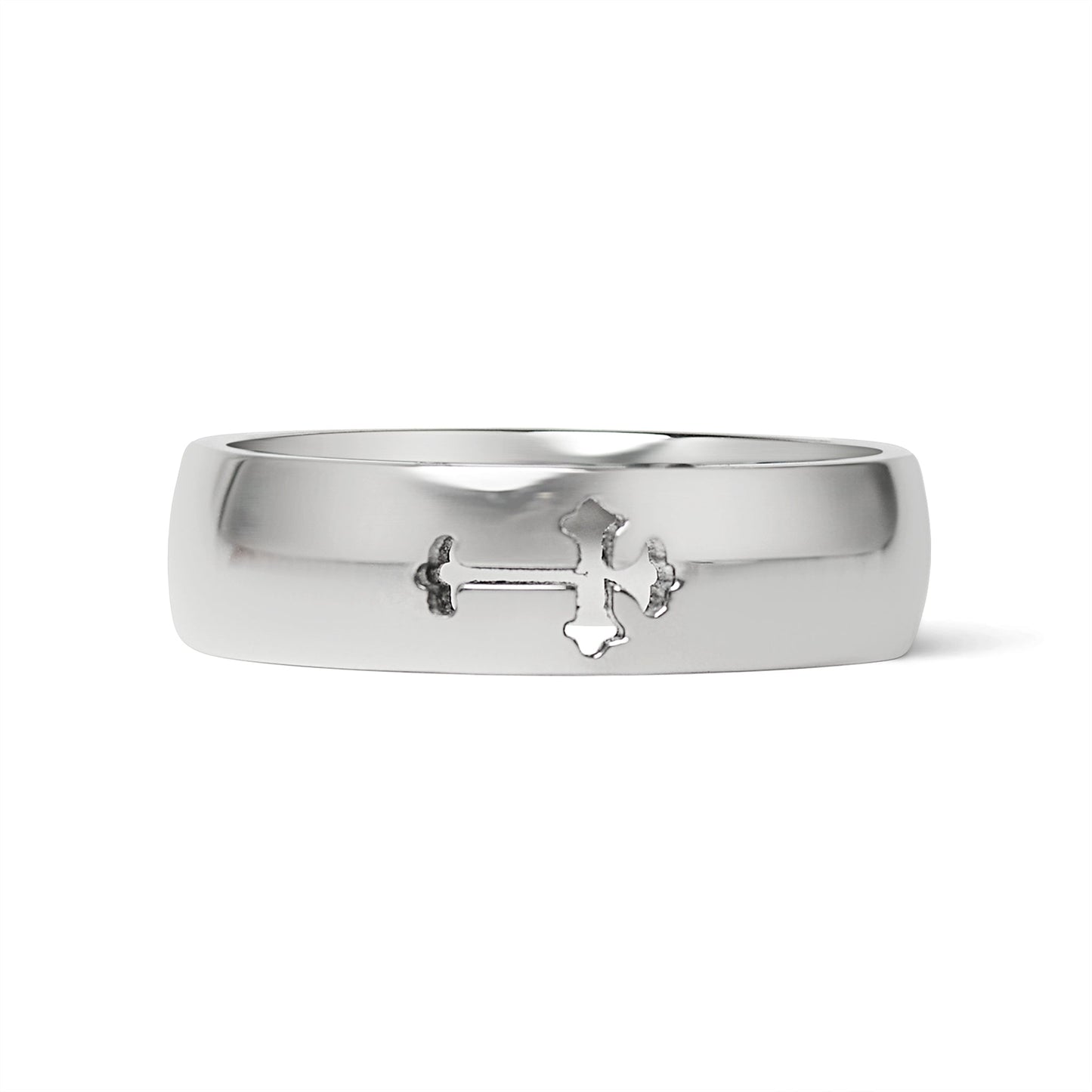 Stainless Steel Cross Cutout Polished Ring / CFR7022
