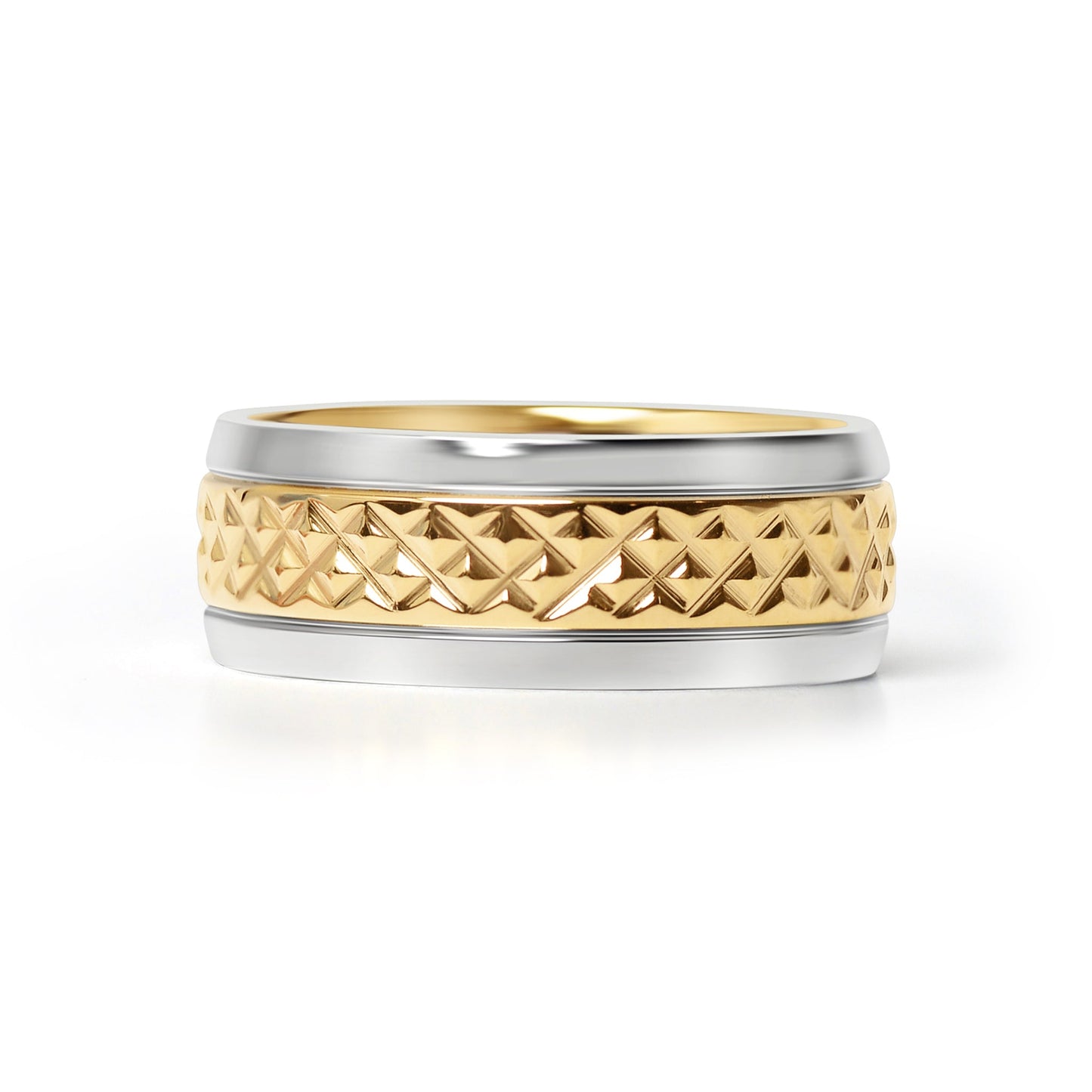 18K Gold PVD Stainless Steel Diamond Pattern Inlay with Polished Trim Ring / CFR9001