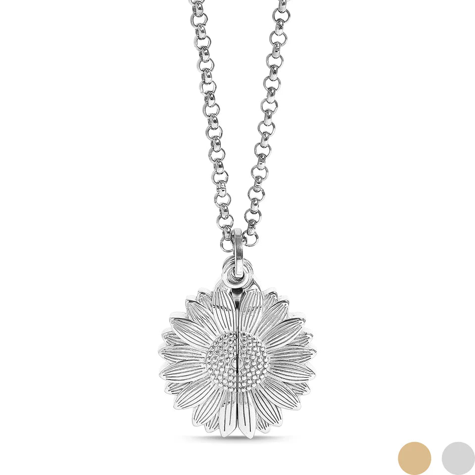 Customizable Sunflower Hidden Message Necklace