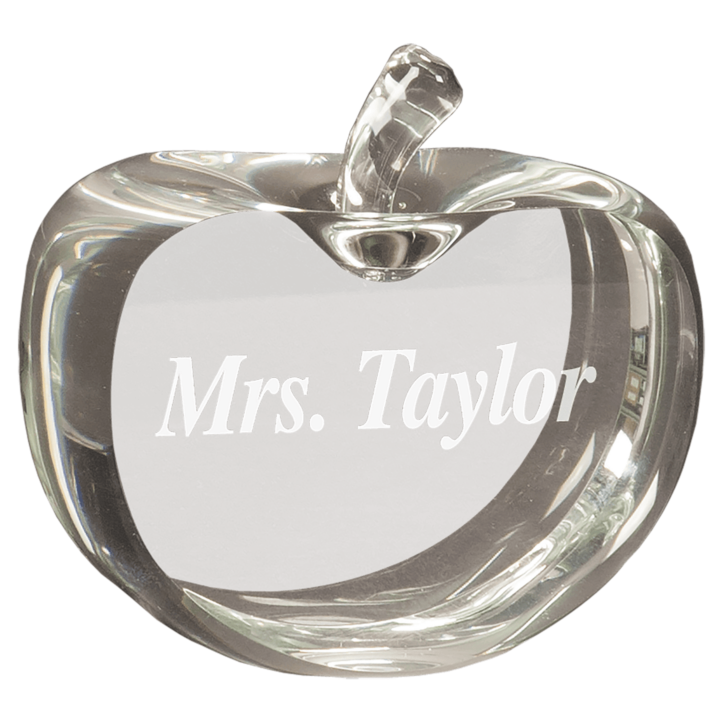 Custom Engraved Flat Crystal Apple