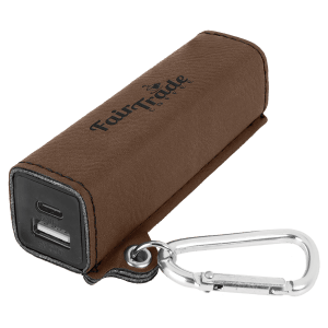 Customizable Leatherette 2200 mAh Power Bank with USB-C Cord