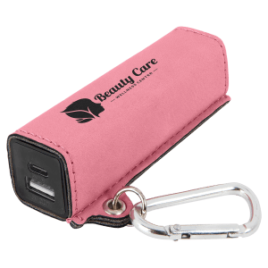 Customizable Leatherette 2200 mAh Power Bank with USB-C Cord