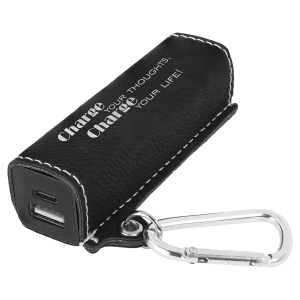 Customizable Leatherette 2200 mAh Power Bank with USB-C Cord