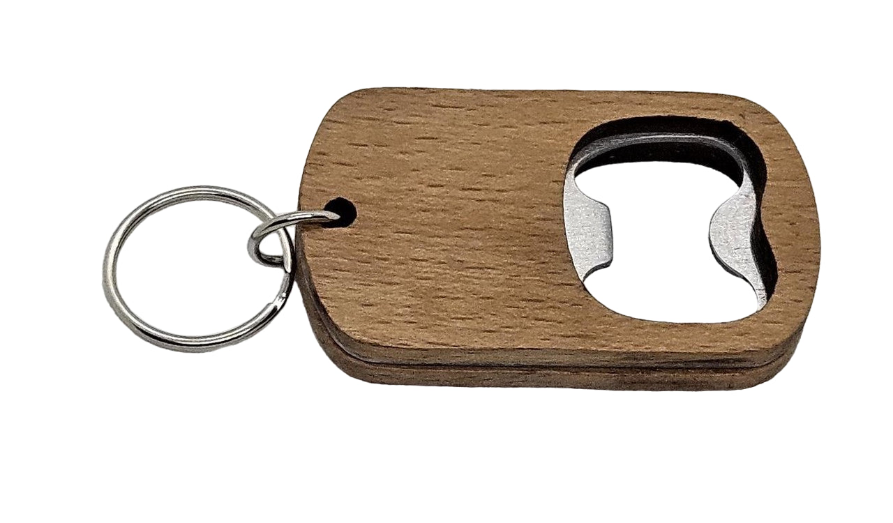 Personalizable Beechwood Keychain Bottle Opener