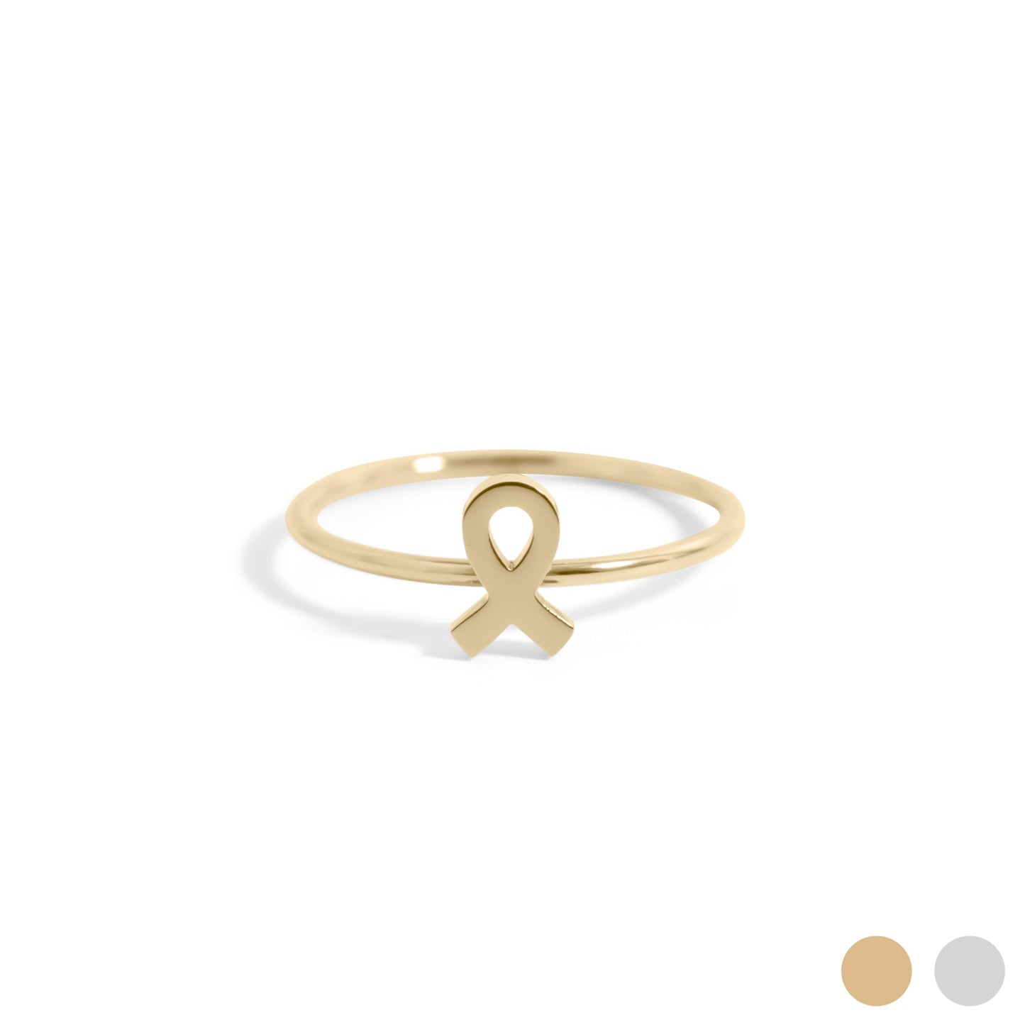 18K Gold PVD Cancer Ribbon Stacking Ring / KSS0022