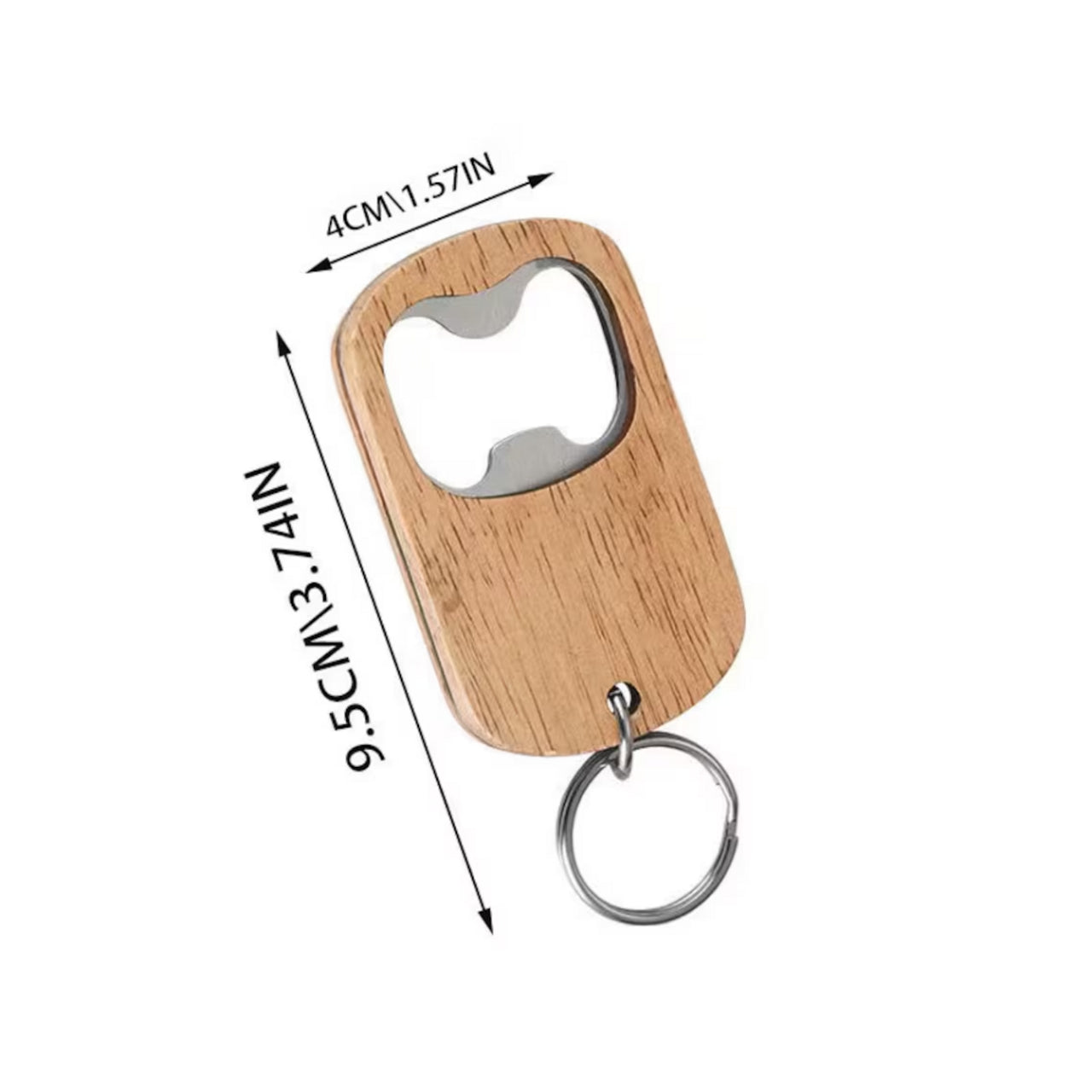 Personalizable Beechwood Keychain Bottle Opener