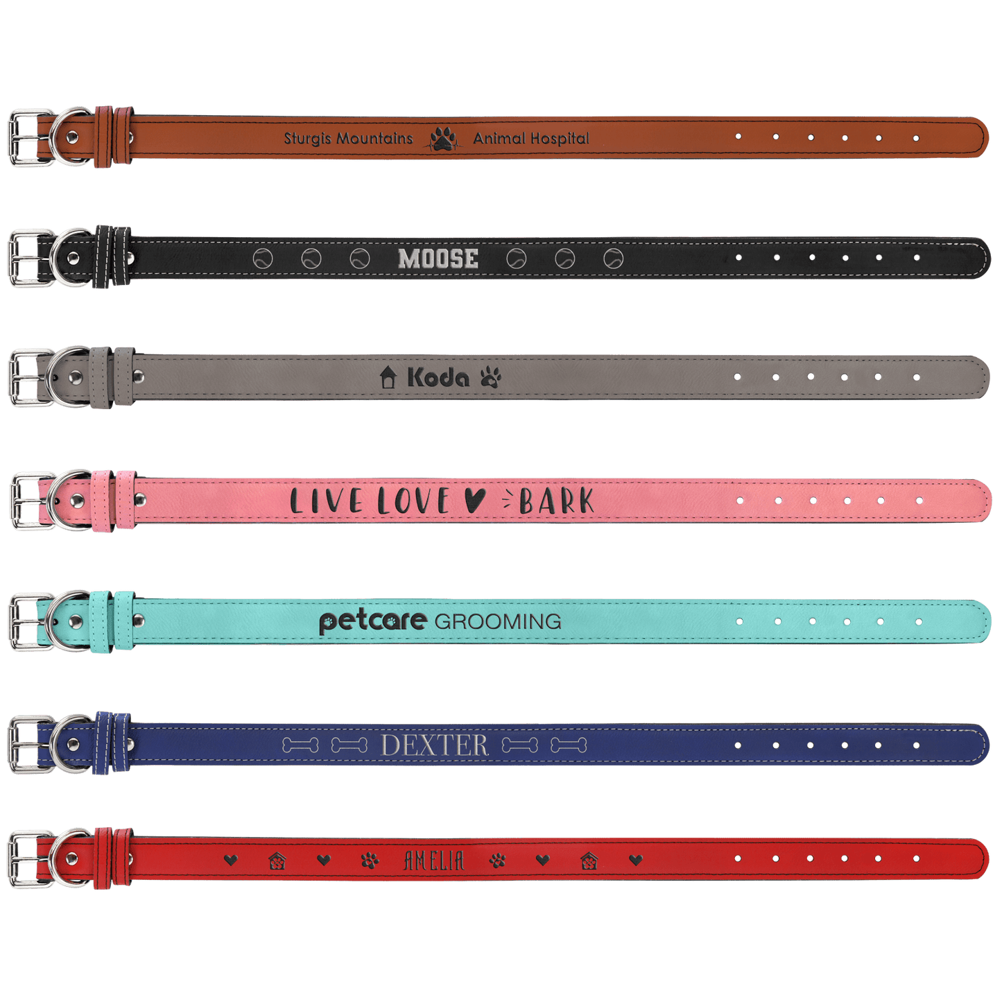 Engravable Leatherette Dog Collar