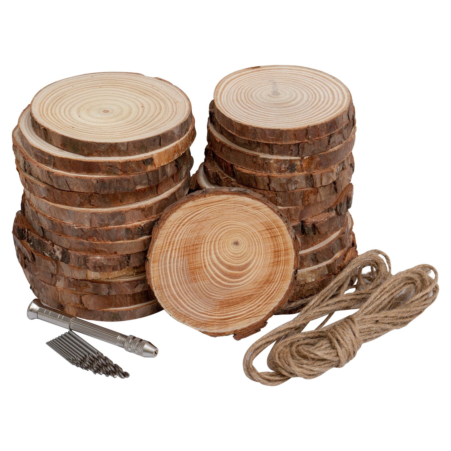 Laser Engraved Customizable Pine Wood Bark Slices