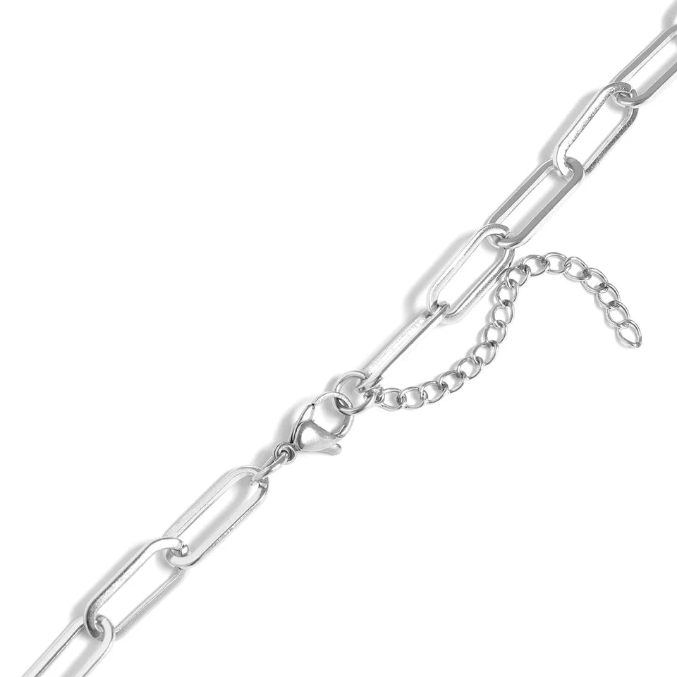 Personalizable 18K Gold PVD Stainless Steel Blank Heart Paperclip Necklace
