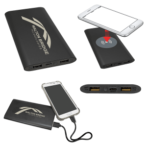 Personalized 8000MAH Power Bank & Wireless Anodized Aluminum Charger with USB-C Cord