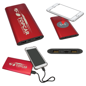 Personalized 8000MAH Power Bank & Wireless Anodized Aluminum Charger with USB-C Cord