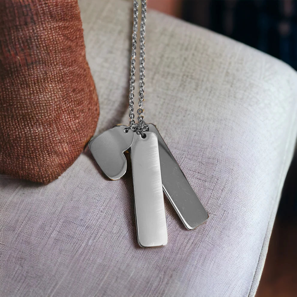 Customizable Rectangle And Heart Necklace