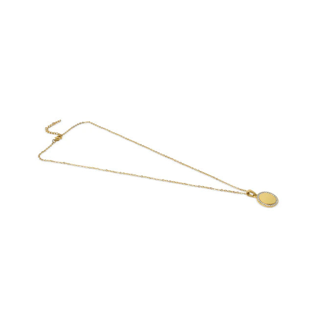 Customizable 18K Gold PVD Stainless Steel Round CZ Pendant Necklace