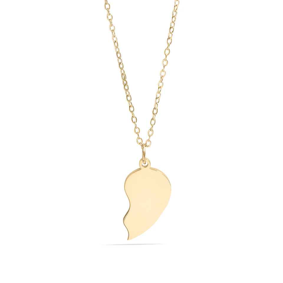 Personalizable Break Apart Engravable Blank Heart Necklace Set