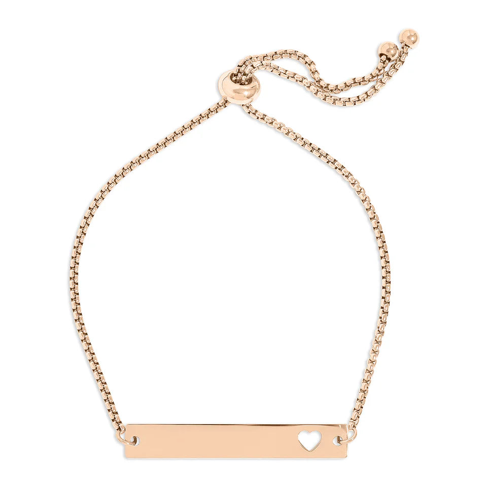 Customizable Flat Adjustable Heart Cutout Blank Bar Bracelet