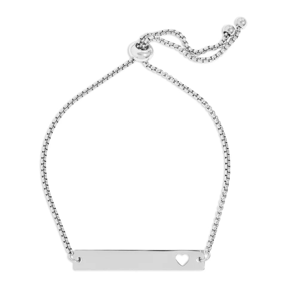 Customizable Flat Adjustable Heart Cutout Blank Bar Bracelet