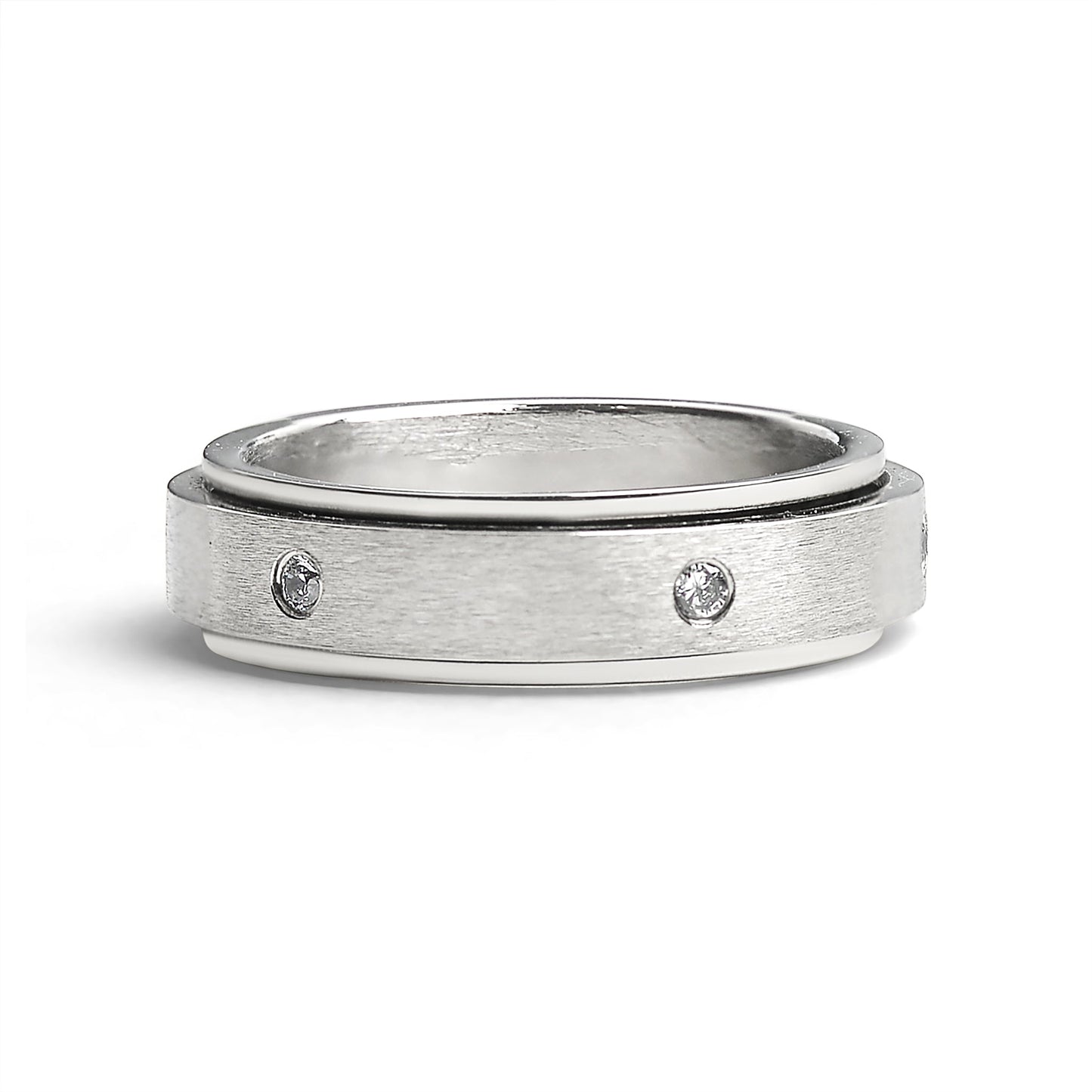CZ Stones In Center Spinner Stainless Steel Ring / SBE002
