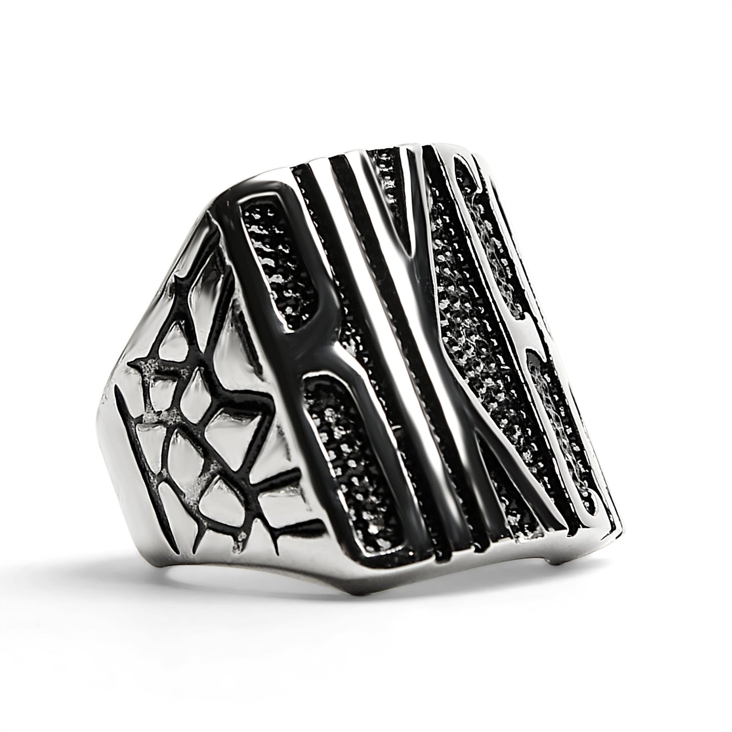 Stainless Steel Polished "BIKER" Men's Ring / SCR2223