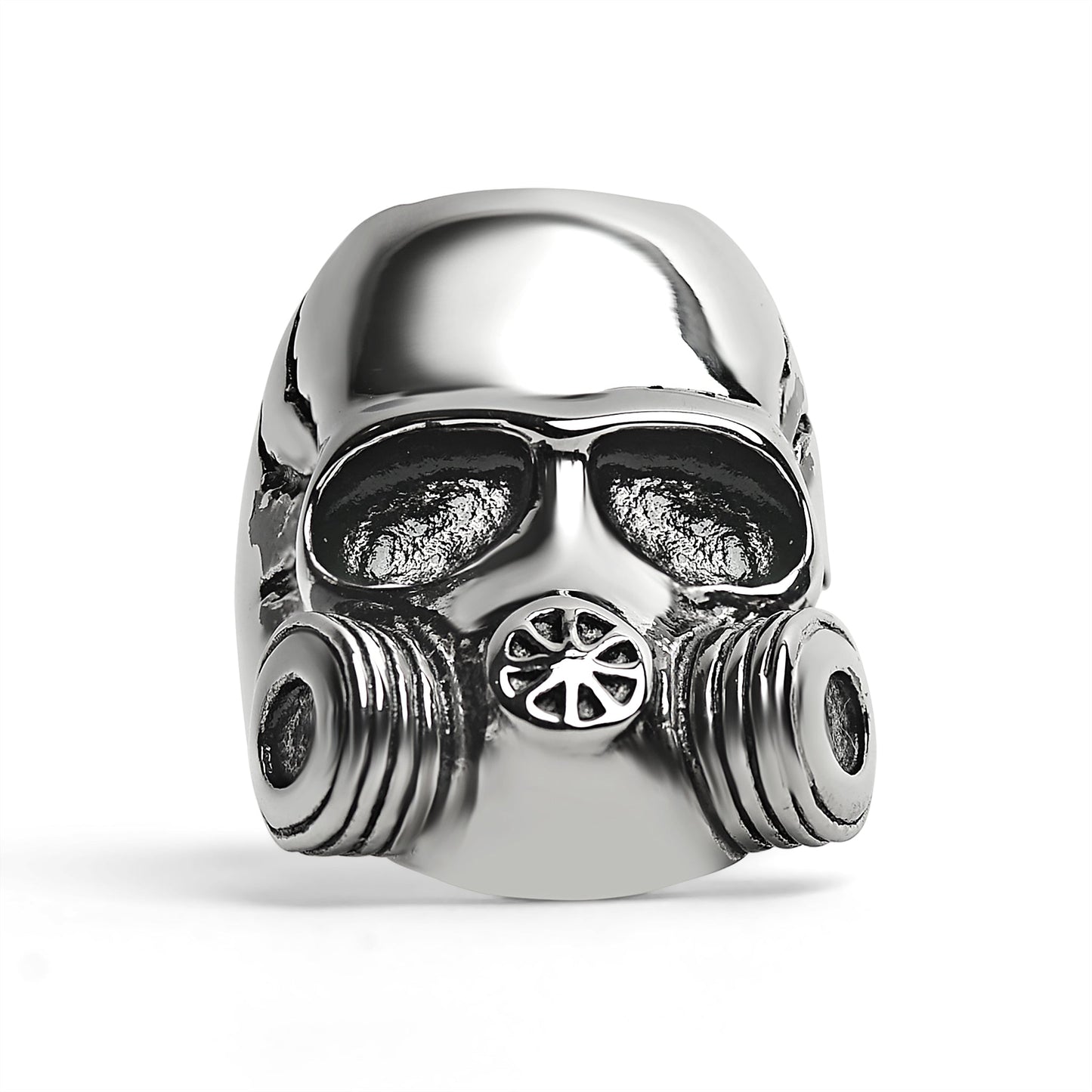 Stainless Steel Gas Mask Skull Ring / SCR4106