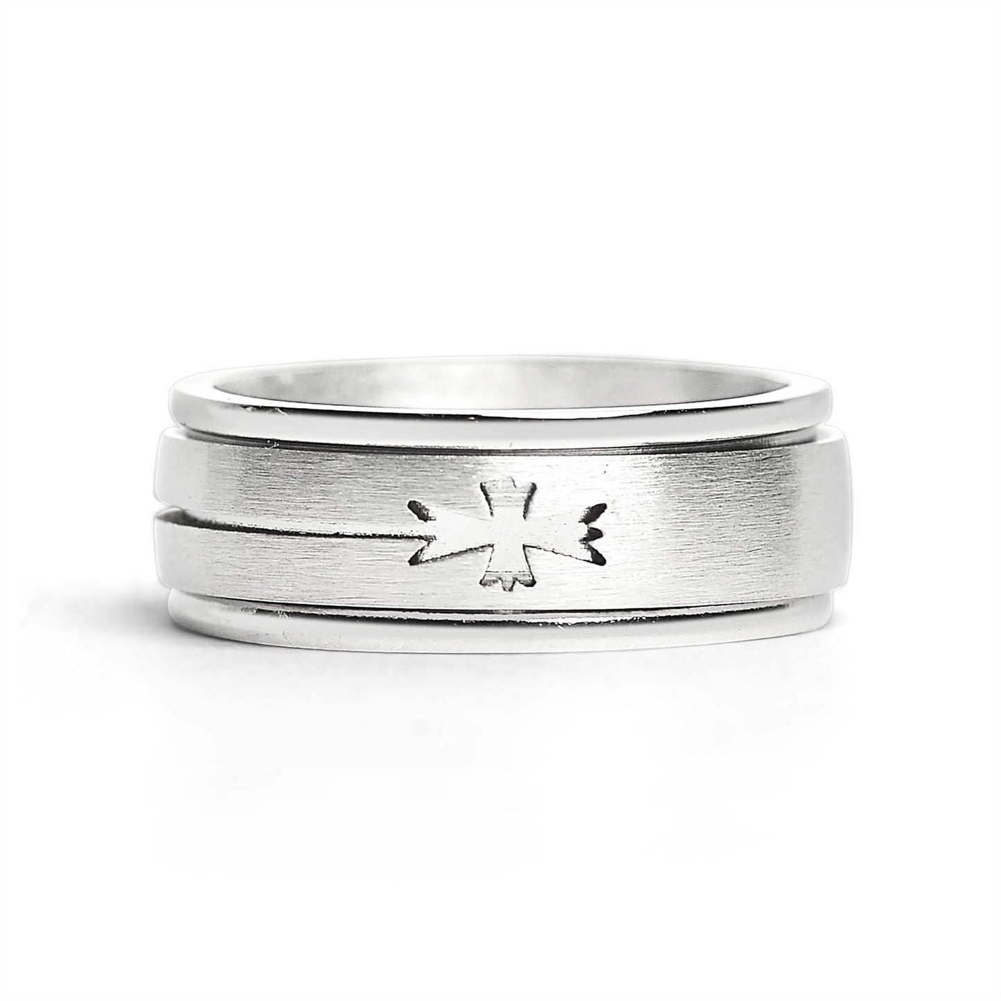 Stainless Steel Cutout Cross Spinner Ring / SRJ2434