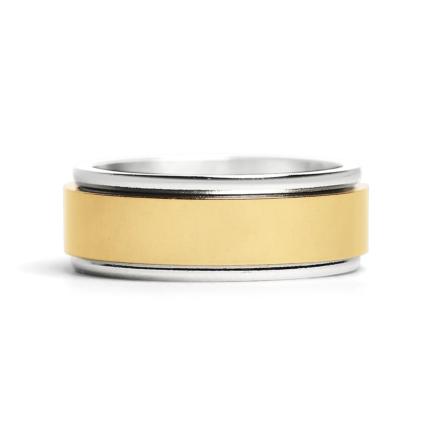 18K Gold PVD Center Stainless Steel Spinner Polished Ring / SRJ2451