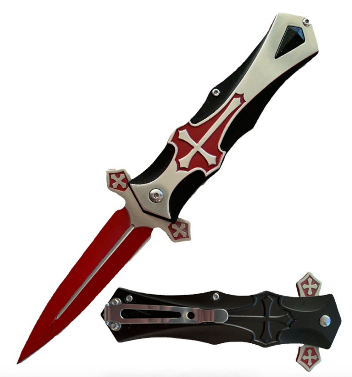 Customizable Crusader Cross Spring Assisted Pocket Knife