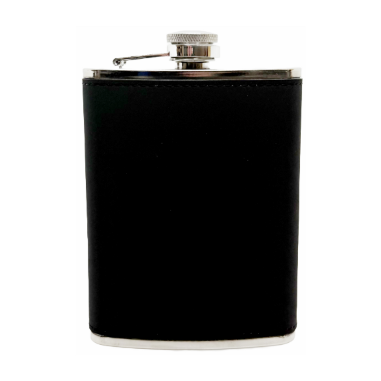Customizable Leatherette Sleeve on Stainless Steel Flask, 8oz