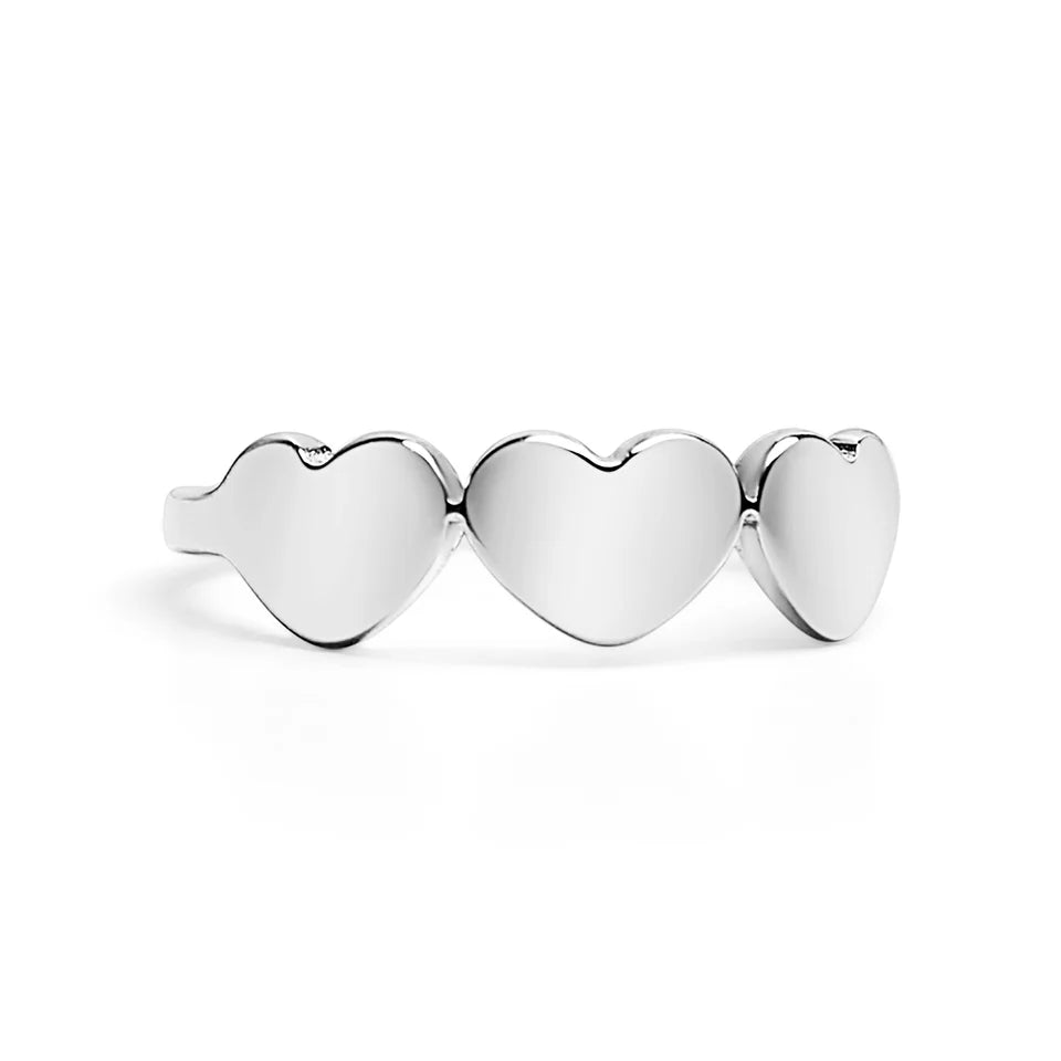Customizable 18K Gold PVD Stainless Steel Blank Engravable 3 Heart Ring
