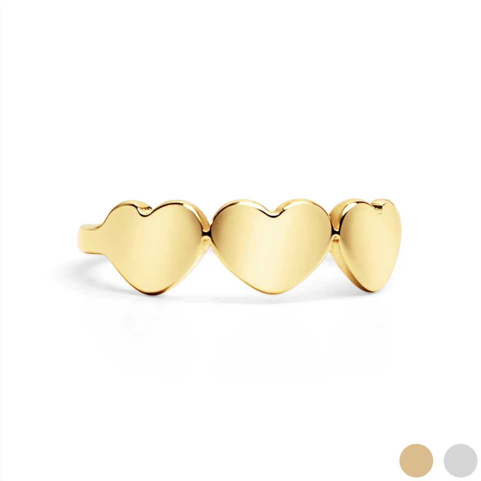 Customizable 18K Gold PVD Stainless Steel Blank Engravable 3 Heart Ring