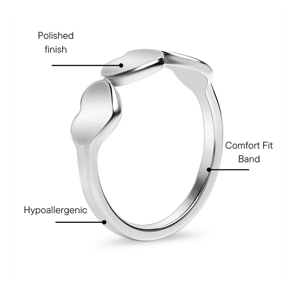 Customizable 18K Gold PVD Stainless Steel Blank Engravable 3 Heart Ring